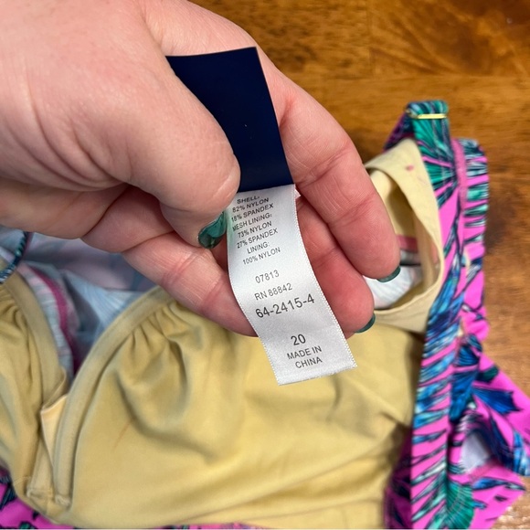 Swimsuits for all pink blue floral tankini top size 20 underwire - Picture 4 of 7